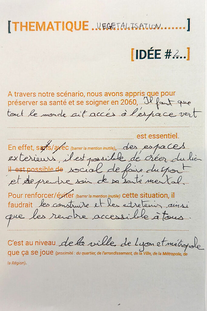 Texte à trous complété : Idée #2 sur la thématique de la végétalisation