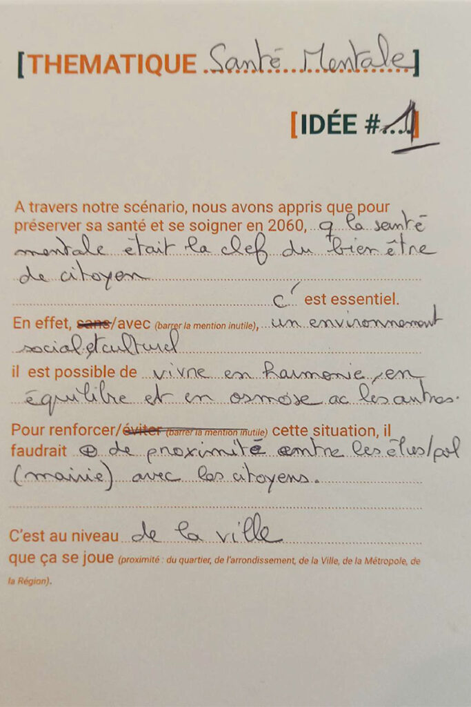 Texte à trous complété : Idée #2 sur la thématique de la santé mentale
